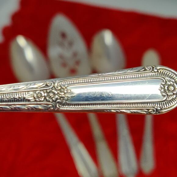 5X Serving Set COTILLION Rogers Vintage Silverplate Flatware IS Pie Spoons Sugar - Picture 1 of 8
